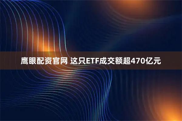 鹰眼配资官网 这只ETF成交额超470亿元