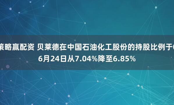 策略赢配资 贝莱德在中国石油化工股份的持股比例于06月24日从7.04%降至6.85%
